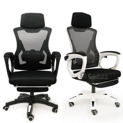 Ghế làm việc có gác chân ngả lưng thư giãn khung nhựa đen CR4312-M Nội thất Capta