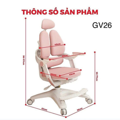 Ghế học sinh chống gù đa năng Tundo nâng hạ chiều cao tay gạt CT GV26 có khóa bánh trọng lực, xoay 360 độ