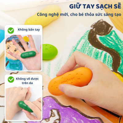 Màu sáp Lụa hạt Đậu Pease Crayons Mideer, Bút Sáp Màu Hữu Cơ An Toàn cho bé