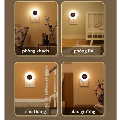 Đèn Ngủ Thông Minh, Điều Chỉnh Được Nhiều Cấp Độ Sáng, Có Đồng Hồ, Điều Khiển Từ Xa Bằng Remote