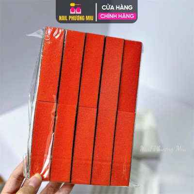 Phao Dũa Móng Tay Mịn Vuông 92mm Độ Mịn 100/180, Phao To Đỏ Hồng Dày Dũa Nhám Móng Chân 2 Mặt Ráp Mịn Làm Nail Phương Miu Nữ
