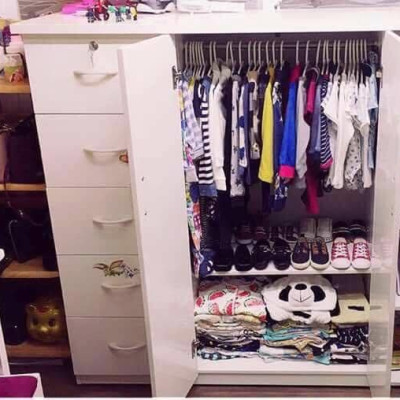 TỦ QUẦN ÁO TRẺ EM 2 CÁNH 5 NGĂN KÉO + KỆ TRANG TRÍ, KHÔNG ẨM MỐC, MỐI MỌT - TẶNG KÈM HÌNH DÁN NGỘ NGHĨNH