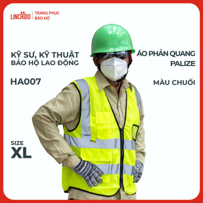 Áo phản quang Palize với dải Phản quang Poly sáng 5cm màu CHUỐI - Mã HA007
