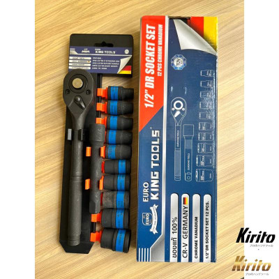 Bộ tuýp khẩu 12 chi tiết sửa chữa xe máy mở bu lông đa năng 1/2 thép CRV cao cấp EUROKING 12PCS