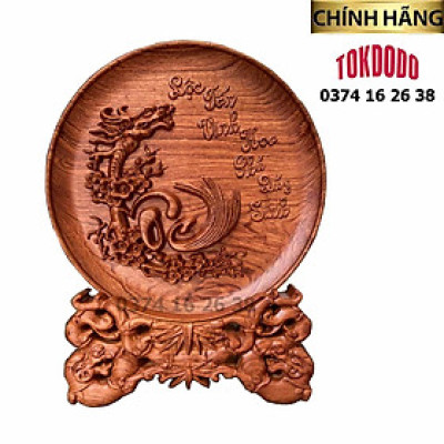 Tranh Đĩa Chữ Lộc Gỗ Hương Đá Cao Cấp Thương Hiệu TOKDODO 