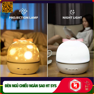 Đèn ngủ chiếu trần 3D có chế độ xoay và 6 set hình chiếu phim HT SYS