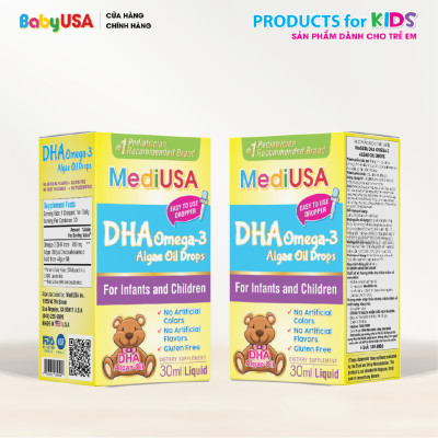 MediUSA DHA Omega 3 Algae Oil Drops - Thực Phẩm Chức Năng Bổ sung DHA cho cơ thể, hỗ trợ mắt - não bộ - tim mạch cho trẻ - Hàng chính hãng