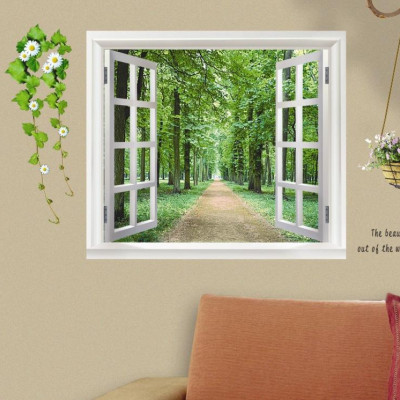 [ Size Lớn ] Decal dán tường kết hợp Bụi Tre - Cửa Sổ - Chân Tường Hoa AM9104-AY701-AY823