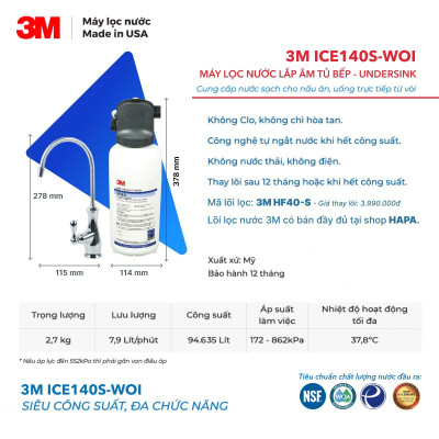[SIÊU TỐC] Máy Lọc Nước 3M Chuyên Dùng Cho Quán Cà Phê Vừa Và Nhỏ, Nhà hàng, Horeca, FnB - Hàng Chính Hãng 3M, Nhập Khẩu Mỹ