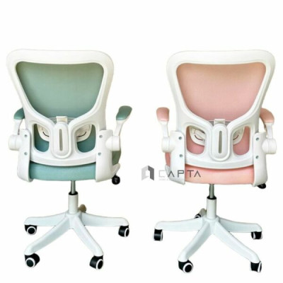 Ghế nhân viên nhỏ gọn CE4562-2M Nội thất Capta Ghế làm việc màu xanh màu hồng lưng lưới thoáng nệm vải chân nhựa xoay hcm