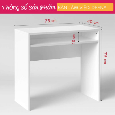Bàn làm việc gỗ liền kệ giá sách nhỏ gọn SMLIFE Deena