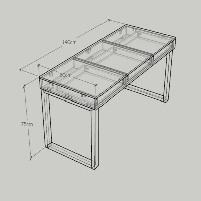 [Happy Home Furniture] WESLEY, Bàn làm việc chân sắt - 3 ngăn kéo,  140cm x 59cm x 75cm ( DxRxC), BAN_012