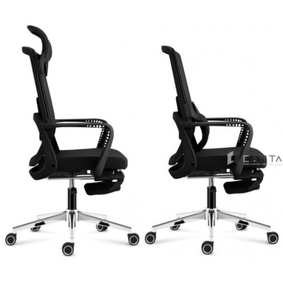 Ghế văn phòng có gác chân lưới đen CR4329-M Nội thất Capta Ghế có tựa đầu điều chỉnh trượt linh hoạt thành tựa đỡ lưng có gác chân nghỉ trưa chân xoay thép mạ chrome nâng hạ chiều cao tại hcm