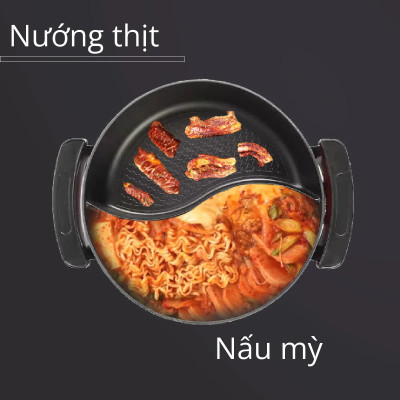 Nồi lẩu điện 2 ngăn Mishio MK112 5L - Hàng chính hãng