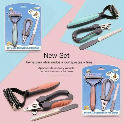 Bộ 3 Sản Phẩm Kìm Dũa Và Lược Gỡ Rối Cho Chó Mèo