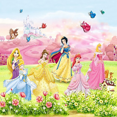 Tranh dán tường 3D hình công chúa trang trí cho bé vải lụa - 80x125cm