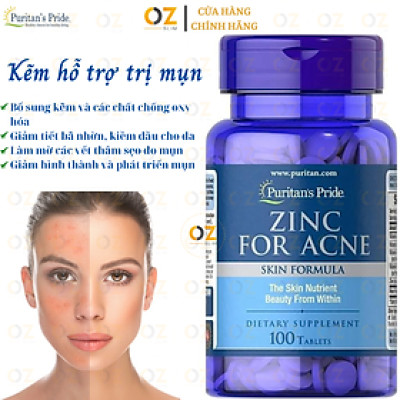 Kẽm hỗ trợ trị mụn, làm đẹp da mụn Puritan