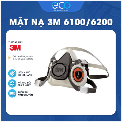 Mặt nạ phòng độc 3M 6100/6200 chính hãng | chống hơi độc, phun sơn, xịt thuốc (Chưa Kèm Phin)