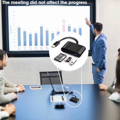 Đầu Đọc Thẻ Nhớ Đa Năng 3 Trong 1 cho thiết bị Tablet, Cell Phone, Thẻ nhớ TF, SD Card - Cổng Type C - Hàng chính hãng