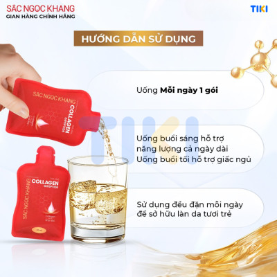 (New) Nước uống Collagen depeptide 5 túi Sắc Ngọc Khang tinh khiết nhập khẩu từ Nhật Bản, đạt chuẩn hàm lượng hấp thụ nhanh & vượt trội giúp trẻ hóa làn da - săn chắc và sáng mịn