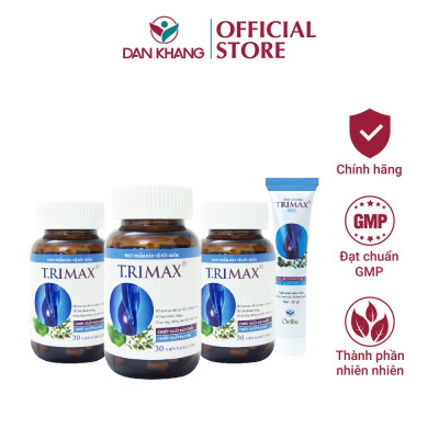 Liệu Trình Hỗ Trợ Điều Trị Trĩ TRIMAX, Giúp Co Búi Trĩ, Giảm Đau Rát Chảy Máu (Combo 3 Hộp Viên Uống Trimax + 1 Kem Thoa Trimax)