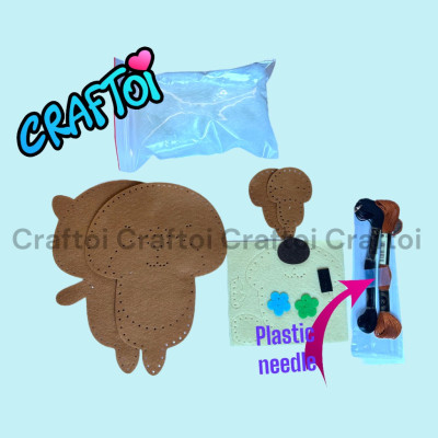 KIM NHỰA Bộ Thủ Công Trẻ Tự Làm Thú Bông 5+ Otter Mrs. Otter & Baby Otty Craftoi Felt Sewing toy prepunched holes plastic needle