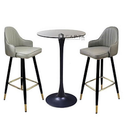 Bộ bàn bar cafe 2 ghế thân xoay nệm dày SL TB Tulip 2-06W / CB2160C-P Nội thất Capta