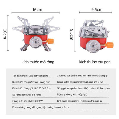 Bếp ga mini dã ngoại gấp gọn di động nhỏ cho du lịch gia đình và ngoài trời