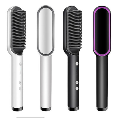 Lược Điện Chải Tóc, Công Suất 45W, Giúp Tóc Bồng Bềnh, Óng Mượt; Làm Xoăn, Duỗi Thẳng Dễ Dàng, Có Đèn Cảnh Báo Nhiệt Độ, Tăng Giảm Nhiệt Độ Dễ Dàng- Hàng Chính Hãng