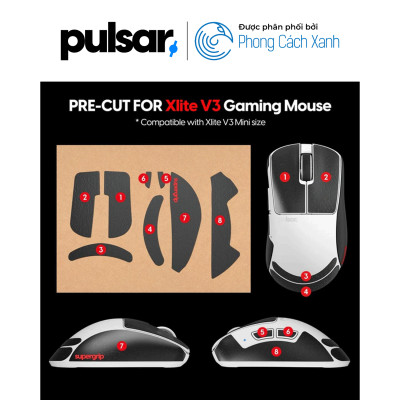 Miếng dán chống trượt Pulsar Supergrip - Grip Tape Precut for Xlite V3 / Xlite V4 Size Mini - Hàng Chính Hãng