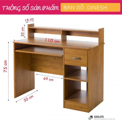 Bàn Học Gỗ CN Bàn Làm Việc Nhỏ SMLIFE Dinesh