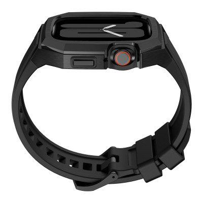 Ốp Case Vỏ Thép Không Gỉ bảo vệ tích hợp dây đeo Fluororubber cho Apple Watch Series 10 Size 46mm - Hàng Chính Hãng