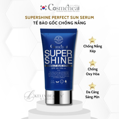 Cosmeheal Perfect Sun Serum - Tế Bào Gốc Chống Nắng Kép, Phục Hồi Da; Không Bết Dính, Bóng Dầu | Kelly Beauty
