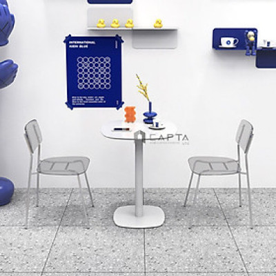 Bộ bàn tiếp khách vuông 2 ghế nhựa trong SL TE1544-06W / ICE Nội thất Capta