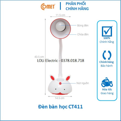 Đèn Bàn Học Sinh Comet CT411 Đã bao gồm bóng 5W - có ngăn đựng dụng cụ