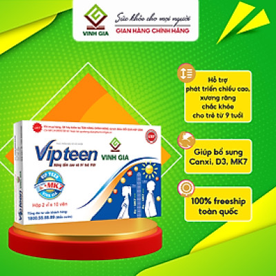 Viên Uống Hỗ Trợ Phát Triển Chiều Cao VIPTEEN VINH GIA Cho Trẻ 9 -18 tuổi (20 Viên)