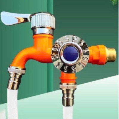 Vòi Nước Đôi Chia 2 Đầu – Van Cổng Xả Riêng Biệt, Chống Gỉ Sét, Bền Bỉ