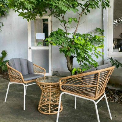 Bộ bàn ghế ban công sân vườn Tundo nhựa đan giả mây