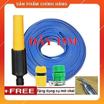 ️ Bộ dây vòi xịt nước rửa xe, tưới cây , tăng áp 3 lần, loại 15m 206622-5 cút sập,nối vàng + mở chai