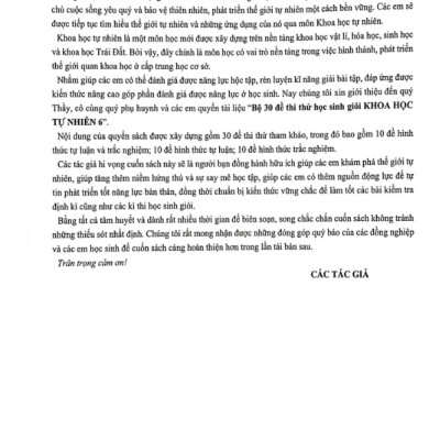 Sách Bộ 30 Đề Thi Thử Học Sinh Giỏi Khoa Học Tự Nhiên 6 (Theo Chương Trình Giáo Dục Phổ Thông Mới)