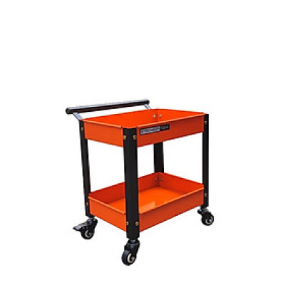 Xe đẩy dụng cụ mini 2 tầng có tay nắm thép sơn tĩnh điện