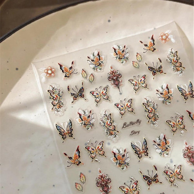 Sticker 5D Bướm Lụa Nổi Gắn Móng CA6993 Làm Nail, Miếng Dán Bướm Lụa 5D Nhiều Màu Trang Trí Hình Dán Móng Hàn Quốc Nữ Women