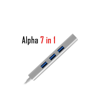 Hub sạc nhanh đa năng 7 in 1 chia cổng Type-C hiệu WIWU ALPHA A731HP thành cổng Type-C PD 3.0, 3 cổng USB 3.0, SD & Micro SD, cổng HDMI chuẩn 4k cho Macbook Pro / Smartphone đạt chứng nhận MFI - Hàng nhập khẩu