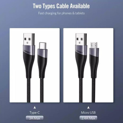 Ugreen UG50872ED017TK 0.5M màu Xám Cáp sạc truyền dữ liệu USB 2.0 sang MICRO USB đầu mạ thiếc - HÀNG CHÍNH HÃNG