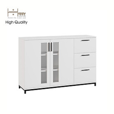 [Happy Home Furniture] LOUIS , Tủ lưu trữ 3 ngăn kéo 2 cửa mở - chân sắt , 126cm x 36cm x 84cm ( DxRxC), THK_058