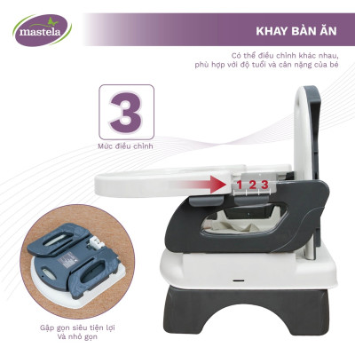 Ghế ăn dặm cho bé gấp gọn và nâng hạ độ cao Mastela 7331 - Ghế tập ăn dặm cho bé đạt chuẩn ASTM Mỹ bảo hành 12 tháng