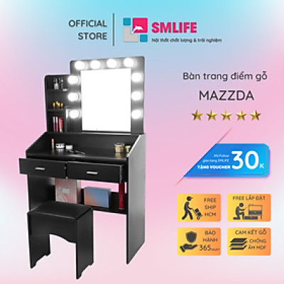 Bàn phấn đèn LED gỗ MDF cao cấp SMLIFE Mazzda