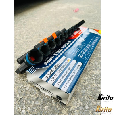 Bộ tuýp khẩu 12 chi tiết sửa chữa xe máy mở bu lông đa năng 1/2 thép CRV cao cấp EUROKING 12PCS