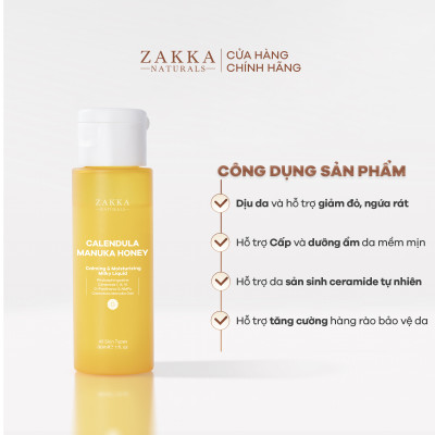 Sữa Dưỡng Không Dầu Dịu Da & Phục Hồi Độ Ẩm Zakka Naturals Calendula Milky Liquid 30ml