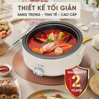 Nồi lẩu điện đa năng Kalpen 5L công suất 1800W, khay lẩu tháo rời, bảo hành 24 tháng - Hàng chính hãng